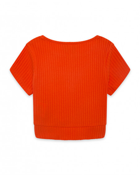Tee-shirt en jersey fleur fille rouge summer festival Tee-shirt en jersey fleur fille rouge summer festival