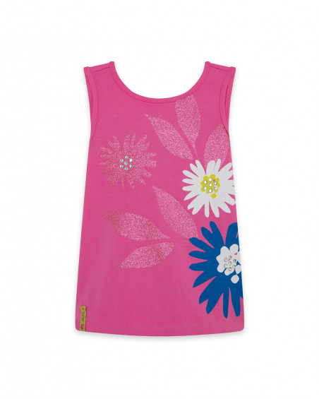 Tee-shirt en jersey fleurs fille rose ready to bloom