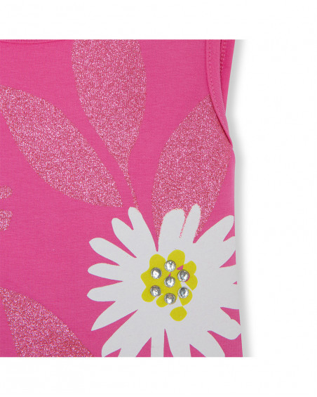 Tee-shirt en jersey fleurs fille rose ready to bloom
