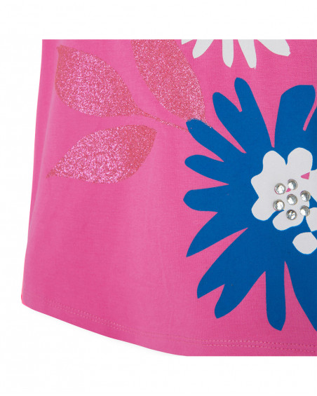 Tee-shirt en jersey fleurs fille rose ready to bloom