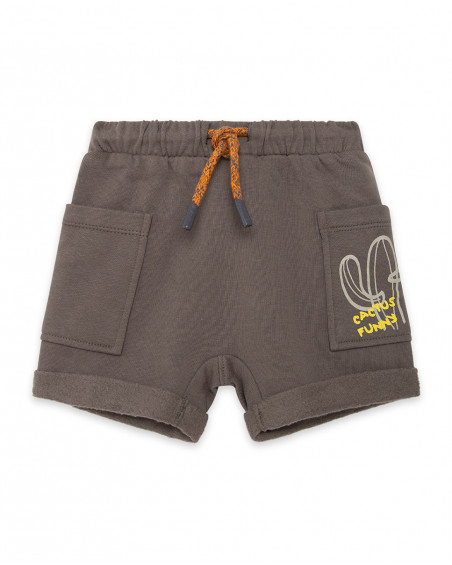 Bermuda en coton molletonné avec poches garçon marron funcactus