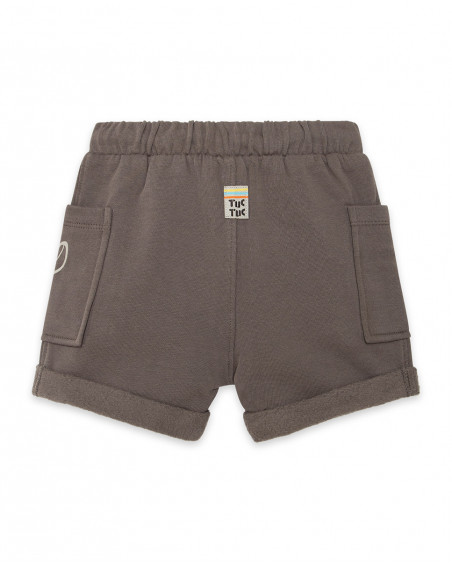 Bermuda en coton molletonné avec poches garçon marron funcactus