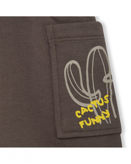 Bermuda en coton molletonné avec poches garçon marron funcactus