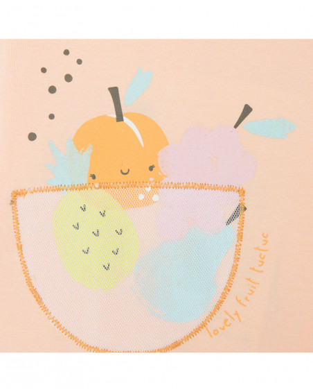 Tee-shirt et short en jersey volants fille orange picnic time Tee-shirt et short en jersey volants fille orange picnic time