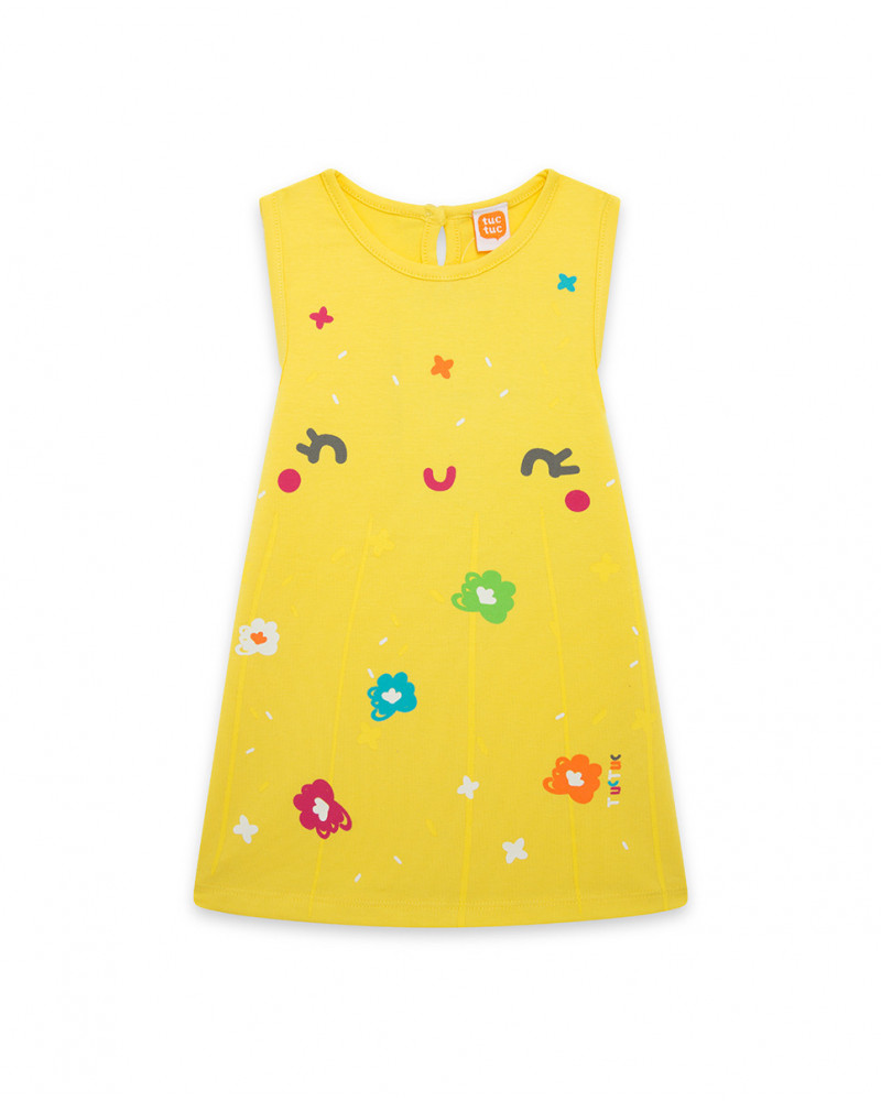Robe en jersey bretelles fille jaune funcactus