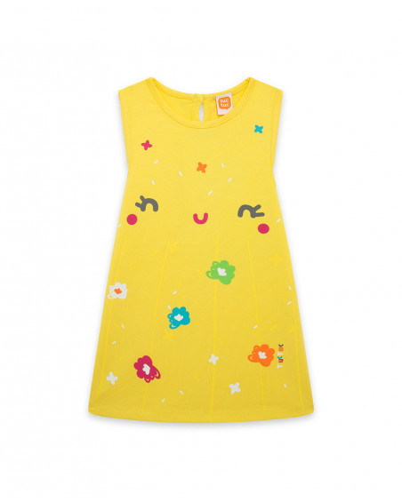 Robe en jersey bretelles fille jaune funcactus