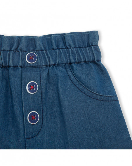 Short en jeans boutons fille bleu red submarine