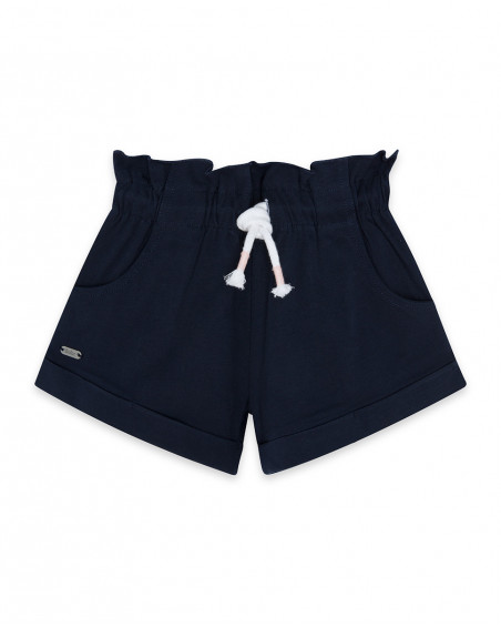 Short en jersey lacets fille bleu island Short en jersey lacets fille bleu island