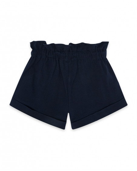 Short en jersey lacets fille bleu island Short en jersey lacets fille bleu island