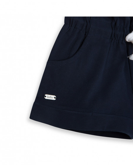 Short en jersey lacets fille bleu island Short en jersey lacets fille bleu island