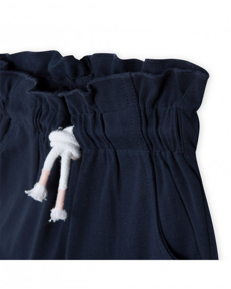 Short en jersey lacets fille bleu island Short en jersey lacets fille bleu island