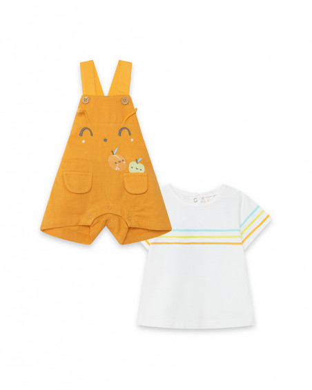 Salopette et tee-shirt à rayures garçon orange picnic time