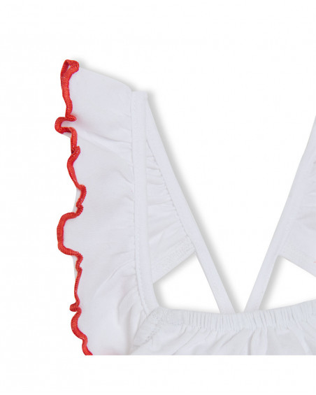 Tee-shirt en jersey volants fille blanche enjoy the sun