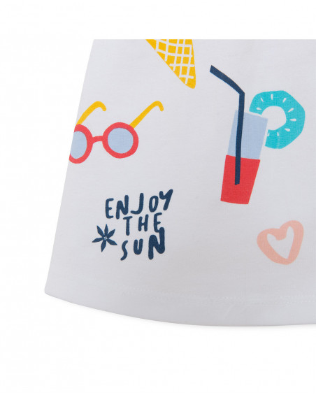 Tee-shirt en jersey volants fille blanche enjoy the sun