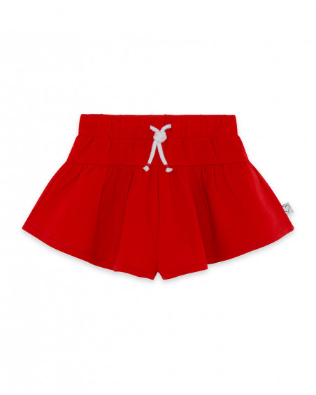 Short en jersey lacets fille rouge basicos kids