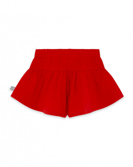 Short en jersey lacets fille rouge basicos kids