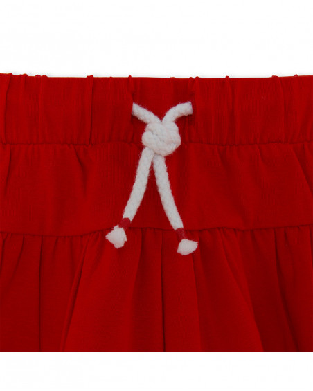 Short en jersey lacets fille rouge basicos kids