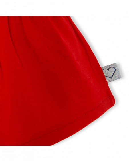 Short en jersey lacets fille rouge basicos kids