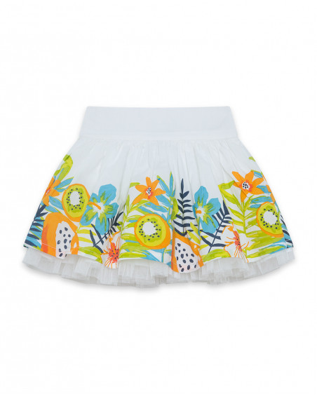 Jupe en popeline volants fille blanche summer festival