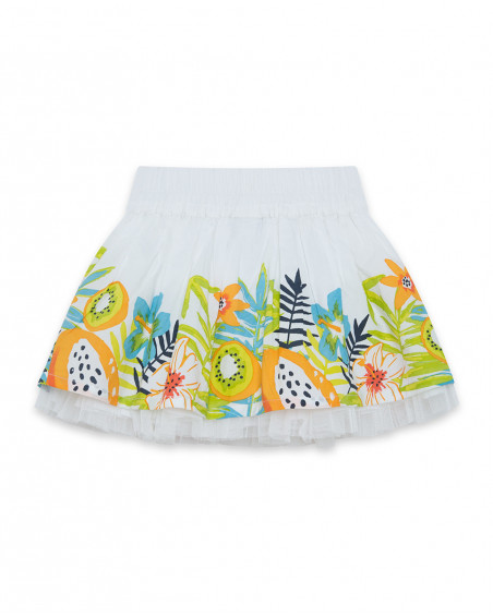 Jupe en popeline volants fille blanche summer festival