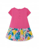 Robe en jersey et tulle volants fille rose tahiti Robe en jersey et tulle volants fille rose tahiti