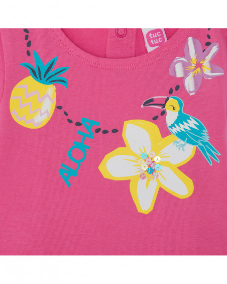Robe en jersey et tulle volants fille rose tahiti Robe en jersey et tulle volants fille rose tahiti