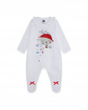 Grenouillère en jersey long avec pieds fille blanche little Grenouillère en jersey long avec pieds fille blanche little