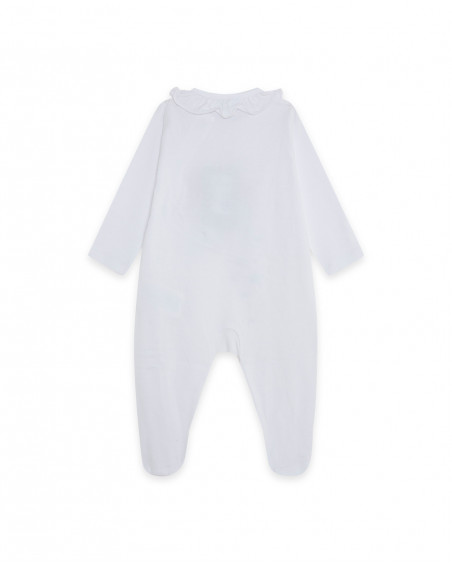 Grenouillère en jersey long avec pieds fille blanche little Grenouillère en jersey long avec pieds fille blanche little