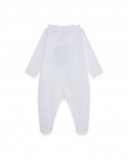 Grenouillère en jersey long avec pieds fille blanche little Grenouillère en jersey long avec pieds fille blanche little