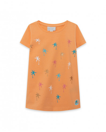Tee-shirt en jersey palmes fille orange venice beach
