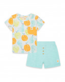 Tee-shirt et bermuda en jersey boutons garçon bleu picnic time Tee-shirt et bermuda en jersey boutons garçon bleu picnic time