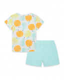 Tee-shirt et bermuda en jersey boutons garçon bleu picnic time Tee-shirt et bermuda en jersey boutons garçon bleu picnic time