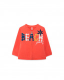 Veste en coton molletonné avec fermeture éclair fille orange Veste en coton molletonné avec fermeture éclair fille orange