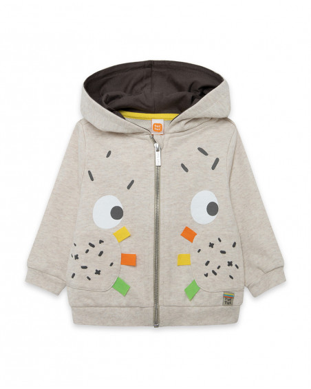 Sweat-shirt capuche en peluche avec fermeture éclair garçon
