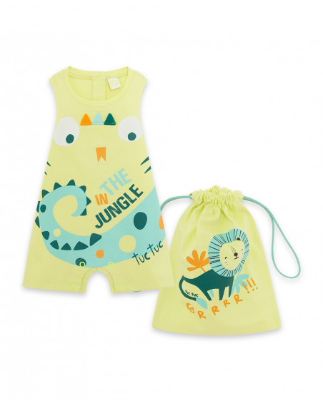 Grenouillère en jersey+sac short garçon vert in the jungle Grenouillère en jersey+sac short garçon vert in the jungle