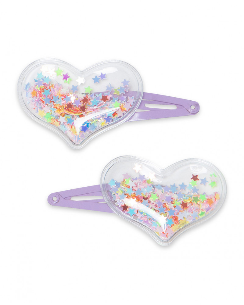 Set 2 barrettes cheveux coeurs fille rose in the jungle