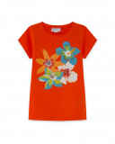 Tee-shirt en jersey fleurs fille orange summer festival Tee-shirt en jersey fleurs fille orange summer festival