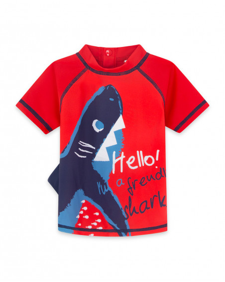 Tee-shirt de bain message garçon rouge red submarine Tee-shirt de bain message garçon rouge red submarine