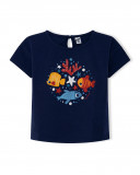 Tee-shirt en jersey poissons fille bleu red submarine Tee-shirt en jersey poissons fille bleu red submarine