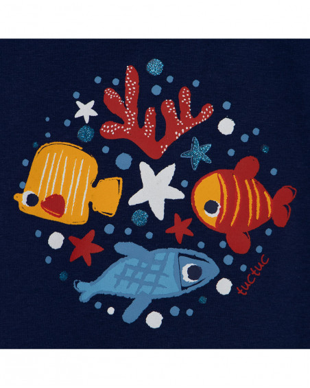 Tee-shirt en jersey poissons fille bleu red submarine Tee-shirt en jersey poissons fille bleu red submarine