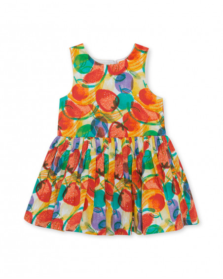 Robe en popeline bretelles fille jaune fruitty time Robe en popeline bretelles fille jaune fruitty time