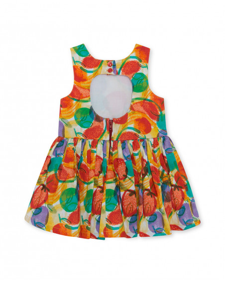 Robe en popeline bretelles fille jaune fruitty time Robe en popeline bretelles fille jaune fruitty time