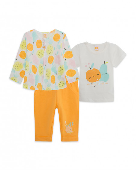 Ensemble 3 pièces jersey imprimé fille orange picnic time Ensemble 3 pièces jersey imprimé fille orange picnic time
