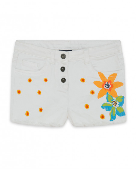 Short en jeans fleurs fille blanche summer festival