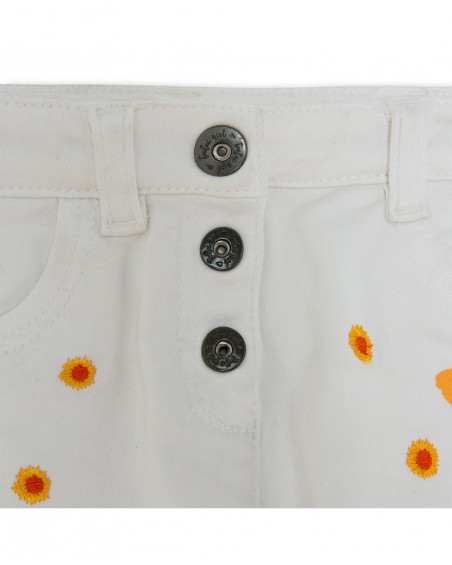 Short en jeans fleurs fille blanche summer festival