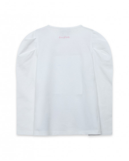 Tee-shirt en jersey manche longue fille blanche island Tee-shirt en jersey manche longue fille blanche island