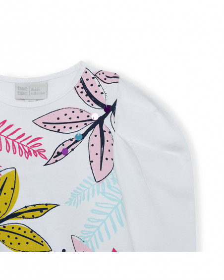 Tee-shirt en jersey manche longue fille blanche island Tee-shirt en jersey manche longue fille blanche island