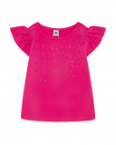 Tee-shirt en jersey volants fille fucsia basicos kids Tee-shirt en jersey volants fille fucsia basicos kids
