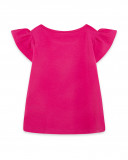 Tee-shirt en jersey volants fille fucsia basicos kids Tee-shirt en jersey volants fille fucsia basicos kids
