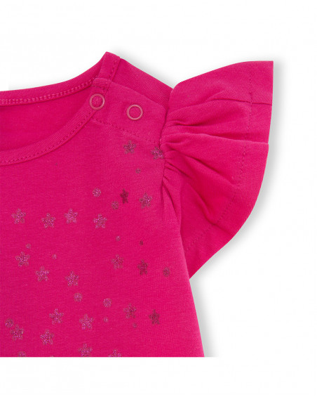 Tee-shirt en jersey volants fille fucsia basicos kids Tee-shirt en jersey volants fille fucsia basicos kids